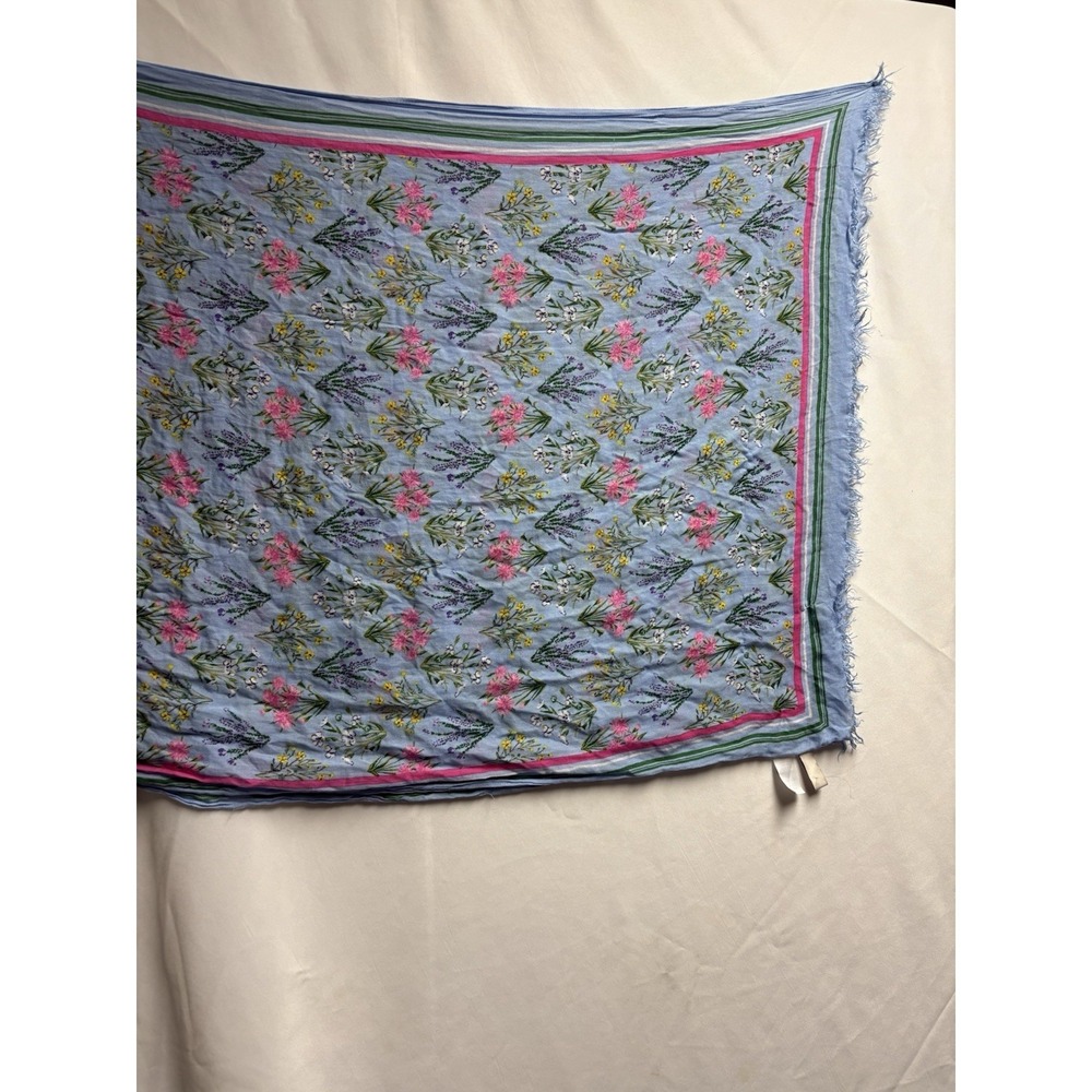 LOFT Floral Print Lightweight Wrap Scarf – Blue Multicolor Modal 36"x70"